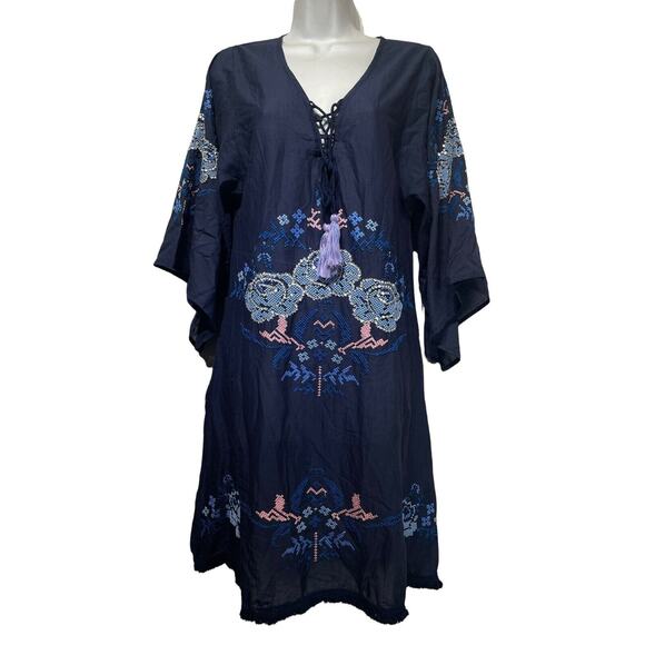 Anthropologie Ruby Yaya luna rose Blue beaded embroidered dress size XS - Picture 1 of 7